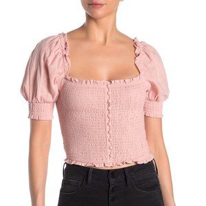 Smocked Puff Sleeve Skimmer Blouse XL